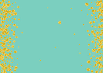 Yellow Fruit Background Green Vector. Tropical Pattern. Bright Fruit Lemonade. Nature Juicy Illustration.