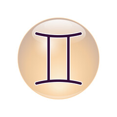 Gemini. vector illustration.  round icon, fiery zodiac sign.