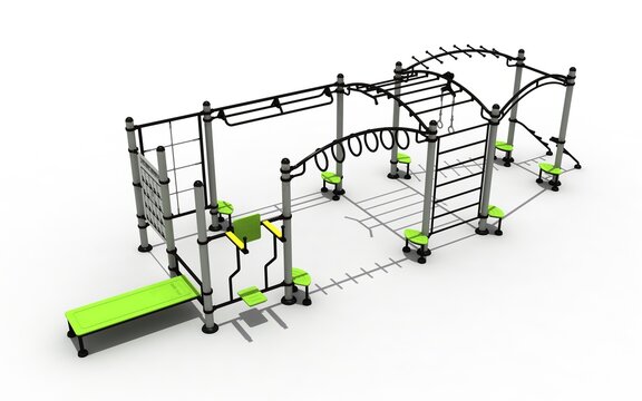 GIMNASIO ESTRUCTURA DE CIRCUITO DE CROSSFIT Y CALISTENIA - RENDER