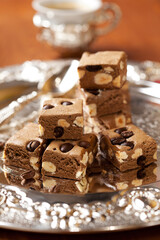 Traditional Oriental sweets. Delicious Coffee nougat.