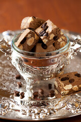 Traditional Oriental sweets. Delicious Coffee nougat.