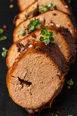 Fried cod fish roe high protein delicacy with sea salt and pepper