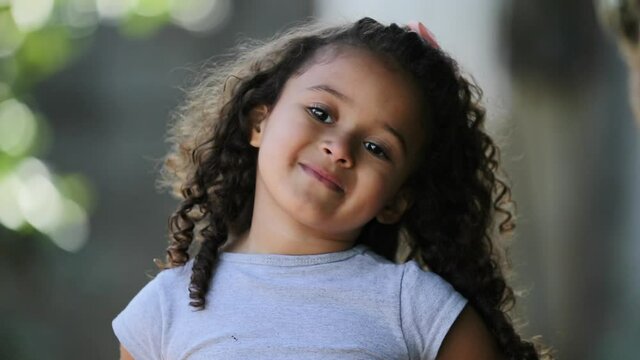 Brazilian child, hispanic little girl portrait