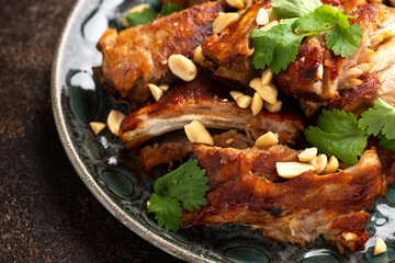 Chinese Pork ribs with peanuts and coriander
