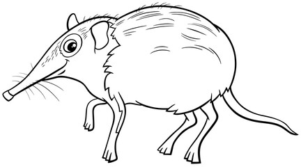 cartoon elephant shrew animal character coloring book page