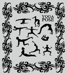 California tattoo yoga graphic design vector art