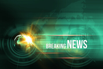 3d illustration, gree graphical Breaking News Background with the earth globe in the center