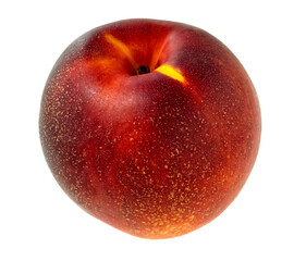 Peach nectarine isolated on a white background.Bald peach naked peach is a bright fresh fruit.Deep sharpness.
