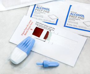 Small blood test kit, personal rapid diagnostic tool with hygiene and sterilization set at home....