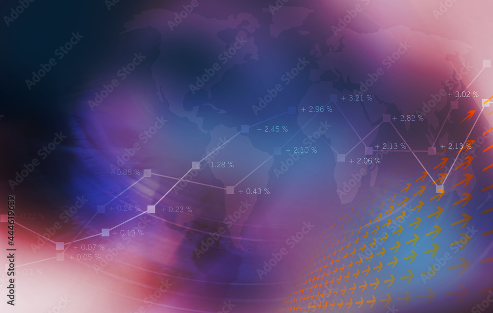 Poster global economic reports theme with an analytical graph in the background