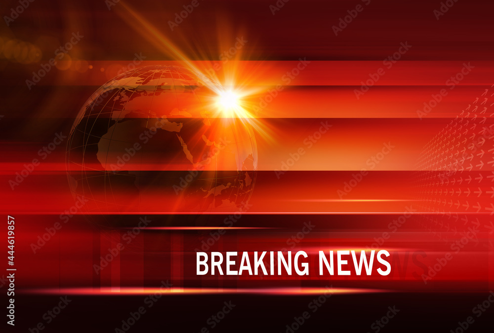 Poster graphical breaking news background, red theme background with white breaking news text