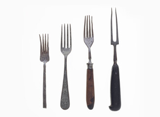 Old fork set, silver retro fork isolated