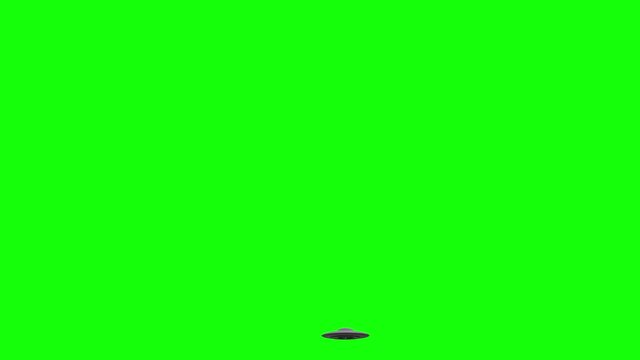 Alien UFO Spaceship on Green Screen Flying By