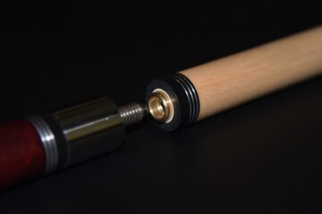 2 piece pool cue screw connection detail