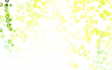 Light Green, Yellow vector background with bubbles.
