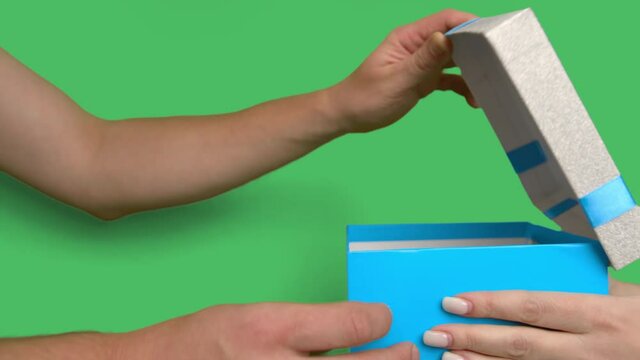 man doesn't like a gift from a woman, shows the gesture of fucking you, gift one dollar bill, chromakey