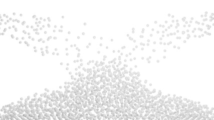 A pile of white particles against a white background. 3D illustration