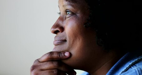 Tearful black African woman, anxiety and worry emotion