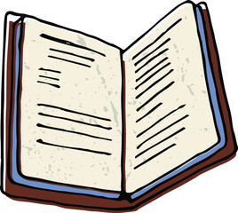 Vector illustration of opened book or notebook. Hand-drawn sketch, doodle, icon, logo