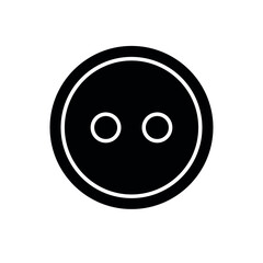 Vector flat black button icon isolated on white background