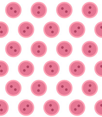 Vector seamless pattern of pink flat button isolated on white background