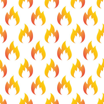 Vector seamless pattern of flat fire flame isolated on white background