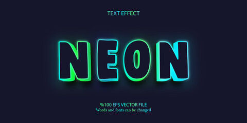 Misterious neon style editable text effect: Neon