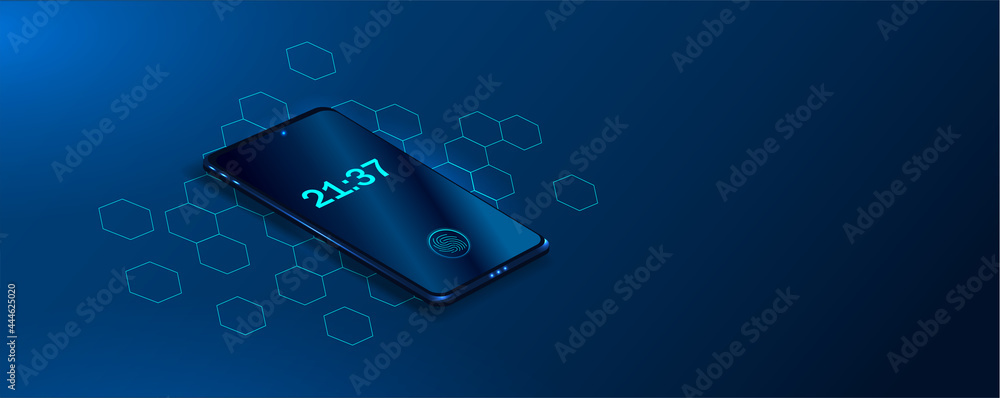 Aufkleber the smartphone is lying on a smooth dark blue surface or a table in perspective. realistic vector il