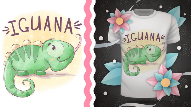 Childish cartoon character animal iguana