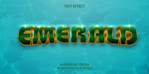 Luxury golden and green color editable text effect on textured background: Emerald