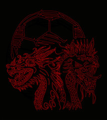 dragon embroidery graphic design vector art