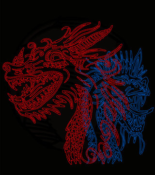 dragon embroidery graphic design vector art