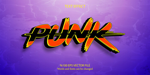 Young style, futuristic and funny editable text effect: Punk