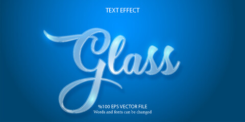 A beautiful icy blue editable text effect: Glass - obrazy, fototapety, plakaty