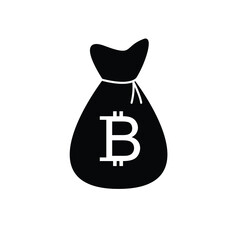 Money bag bitcoin  vector icon