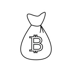 Money bag bitcoin  vector icon