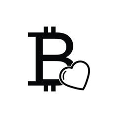 bitcoin  icon with a heart . money sign. vector