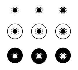 Sun icon set, Sun symbol vector	