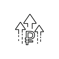 ruble rate increase icon up ruble sign