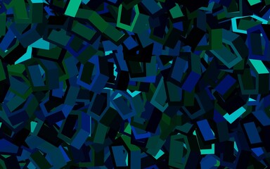 Obraz premium Dark Blue, Green vector background with hexagons.