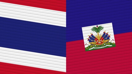 Haiti and Thailand Flags Together Fabric Texture Illustration Background