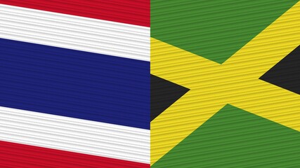 Jamaica and Thailand Flags Together Fabric Texture Illustration Background