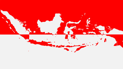 Map of Indonesia in red and white