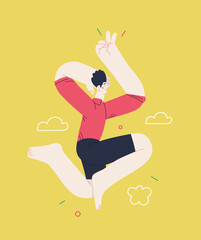 Happiness - happy people jumping in the air cheerfully