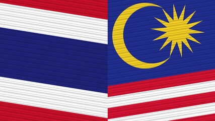 Malaysia and Thailand Flags Together Fabric Texture Illustration Background