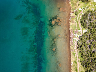 Aerial view of Muratovo lake, Pirin Mountain, Bulgaria