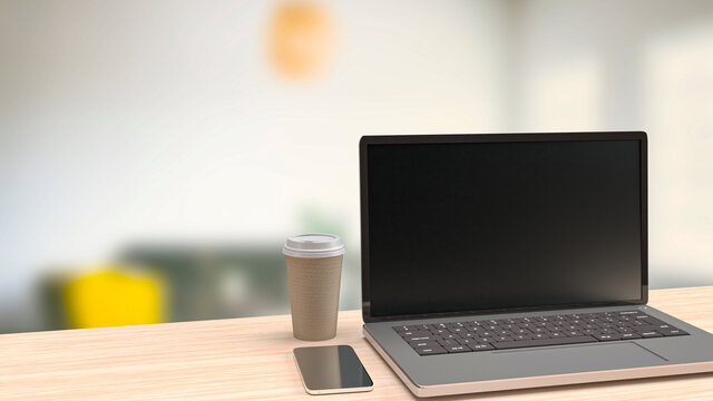 notebook on table in home office for business concept 3d rendering..