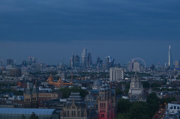 A high definition night shot of the London city skyline.