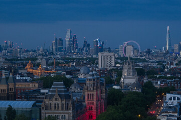 A high definition night shot of the London city skyline.