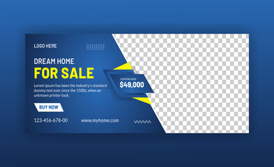 Modern home for sale social media post, business sale social banner design